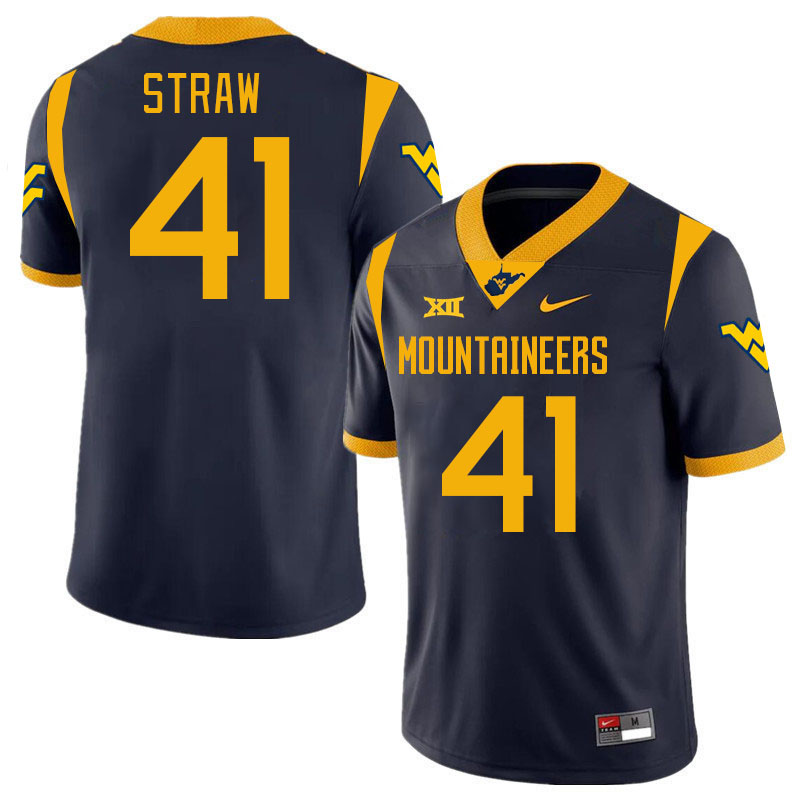 Men #41 Oliver Straw West Virginia Mountaineers College 2024 New Uniforms Football Jerseys Stitched